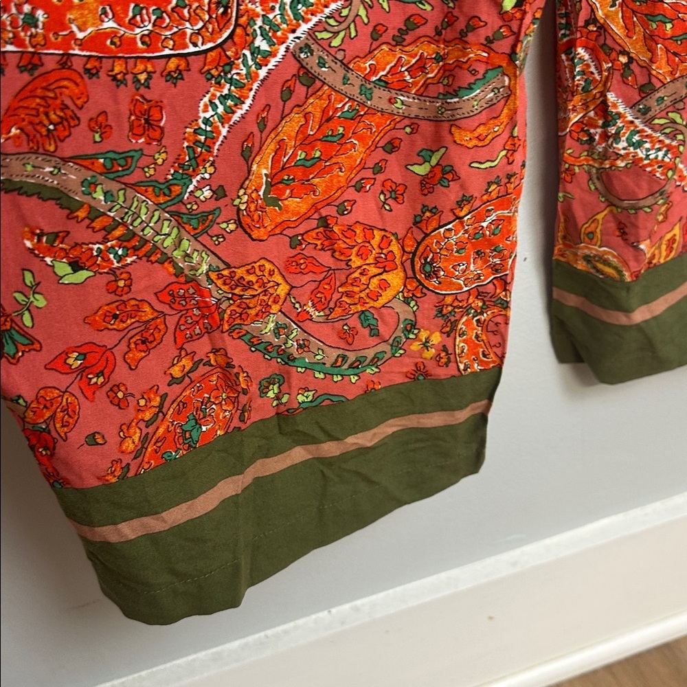NWT Haver + Blair Wide Leg Orange Paisley Waist Tie Pull On Pants Sz XL - Picture 7 of 13